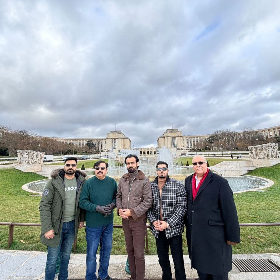 A delegation outside the venue